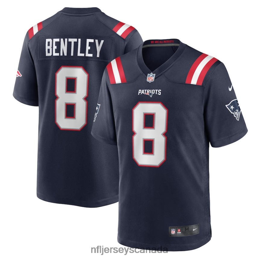 Men New England Patriots JaWhaun Bentley Nike Navy Game Player Jersey Clothing NFL TBXFR62984