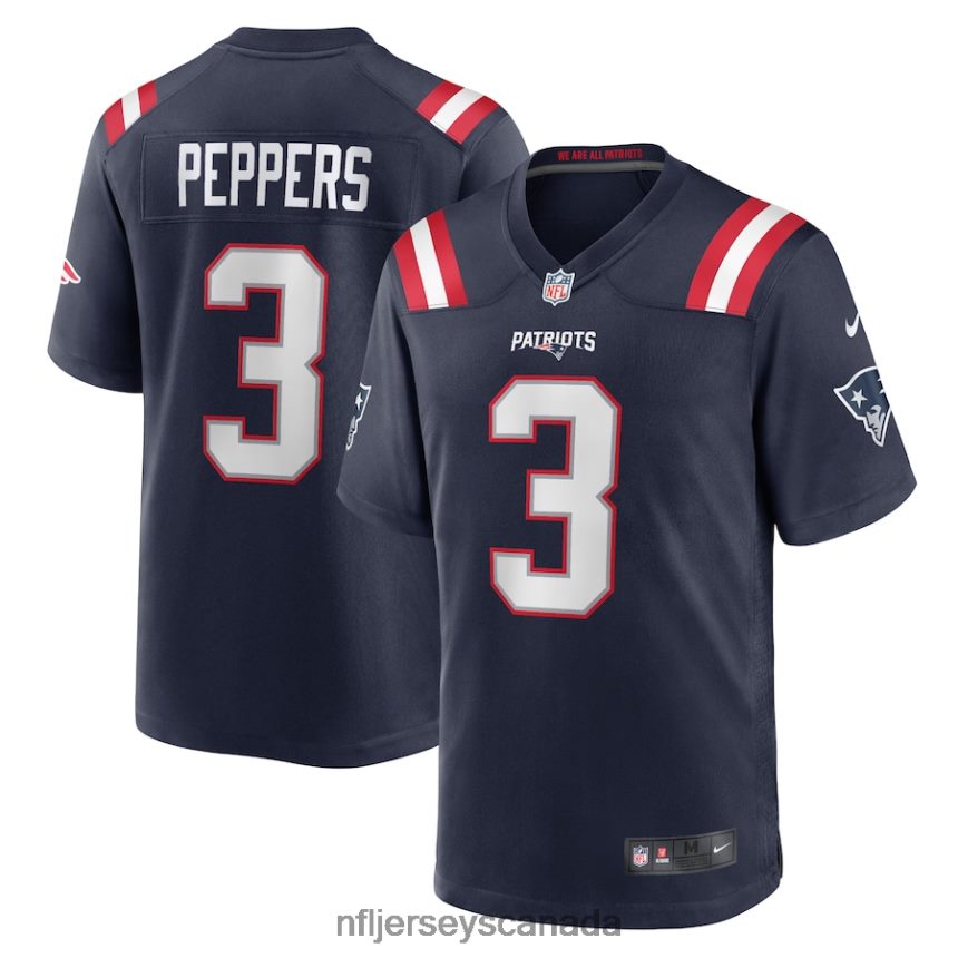 Men New England Patriots Jabrill Peppers Nike Navy Game Jersey Clothing NFL TBXFR62843