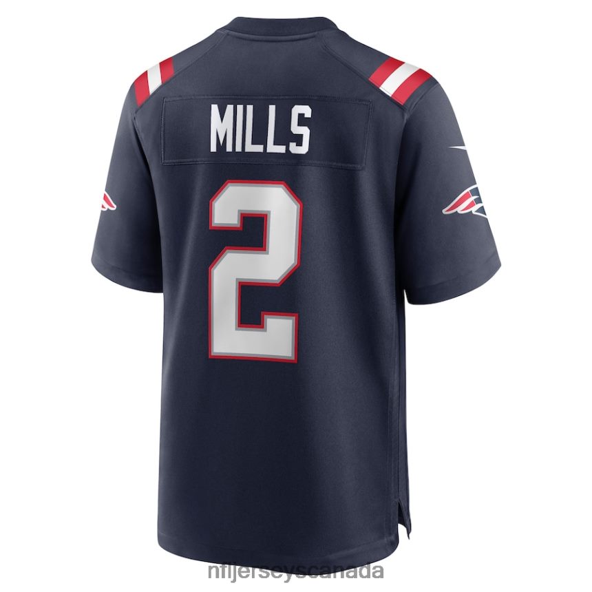 Men New England Patriots Jalen Mills Nike Navy Game Player Jersey Clothing NFL TBXFR64290