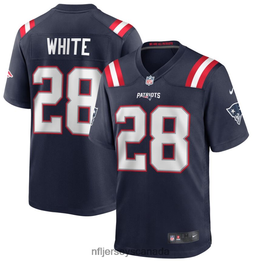 Men New England Patriots James White Nike Navy Game Jersey Clothing NFL TBXFR65350