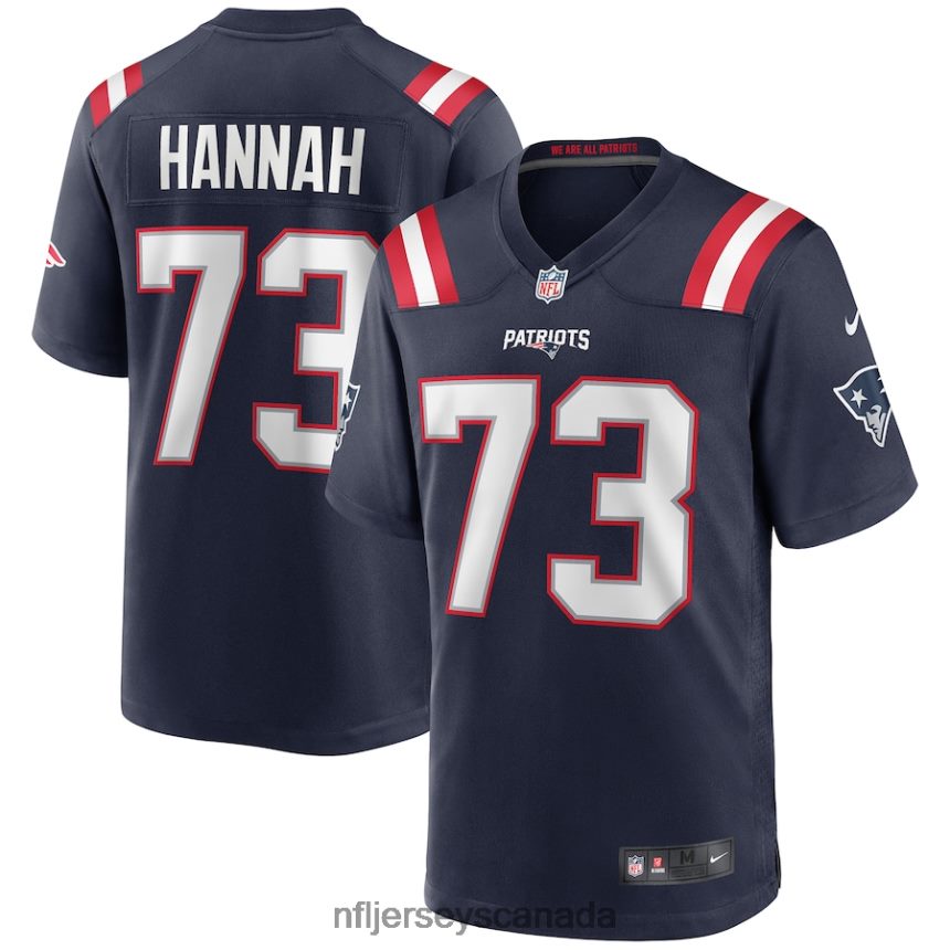 Men New England Patriots John Hannah Nike Navy Game Retired Player Jersey Clothing NFL TBXFR63405