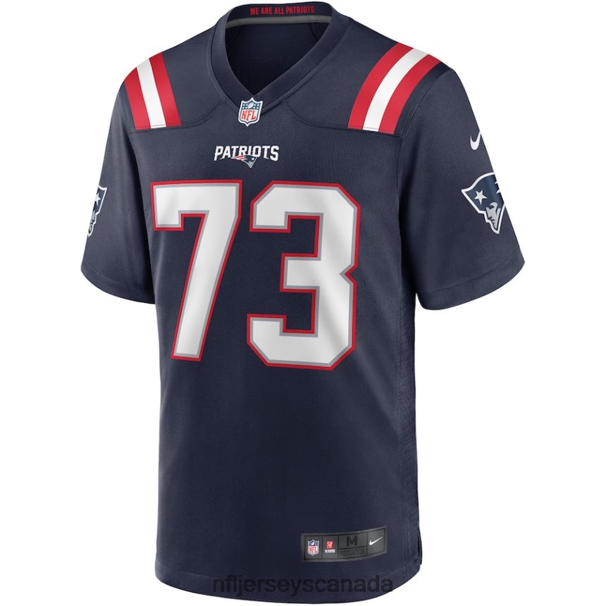 Men New England Patriots John Hannah Nike Navy Game Retired Player Jersey Clothing NFL TBXFR63405