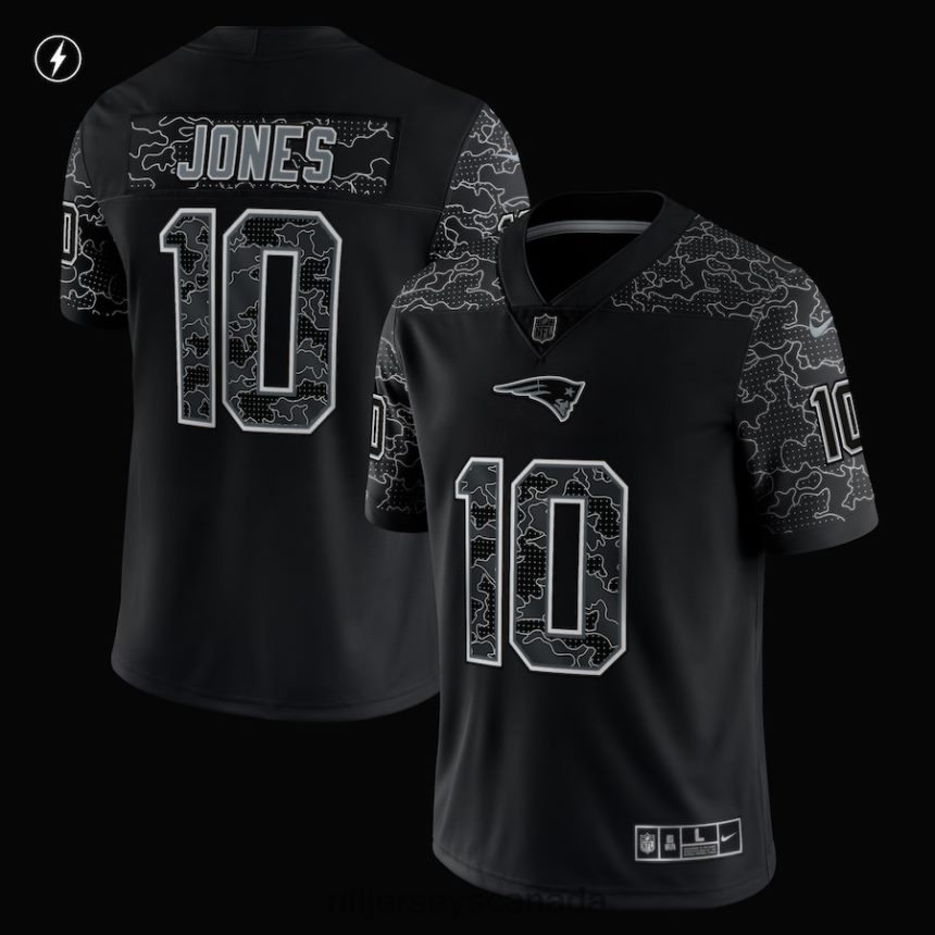 Men New England Patriots Mac Jones Nike Black RFLCTV Limited Jersey Clothing NFL TBXFR61768