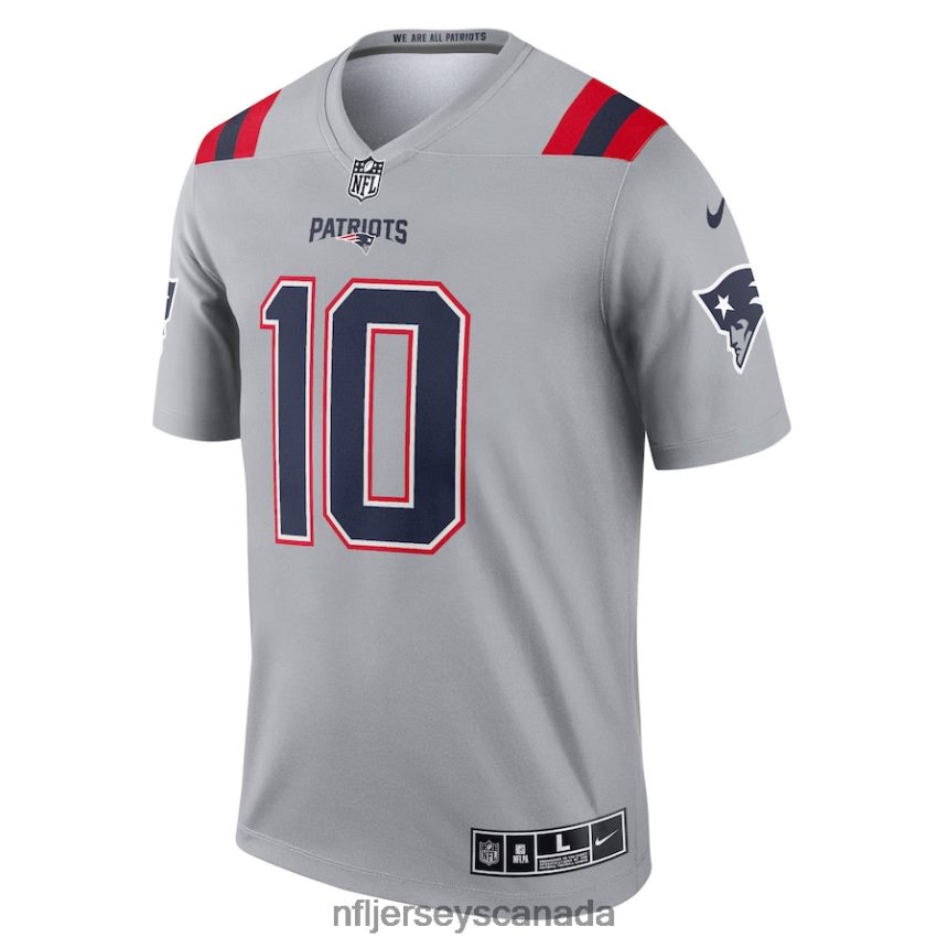 Men New England Patriots Mac Jones Nike Gray Inverted Legend Jersey Clothing NFL TBXFR61878