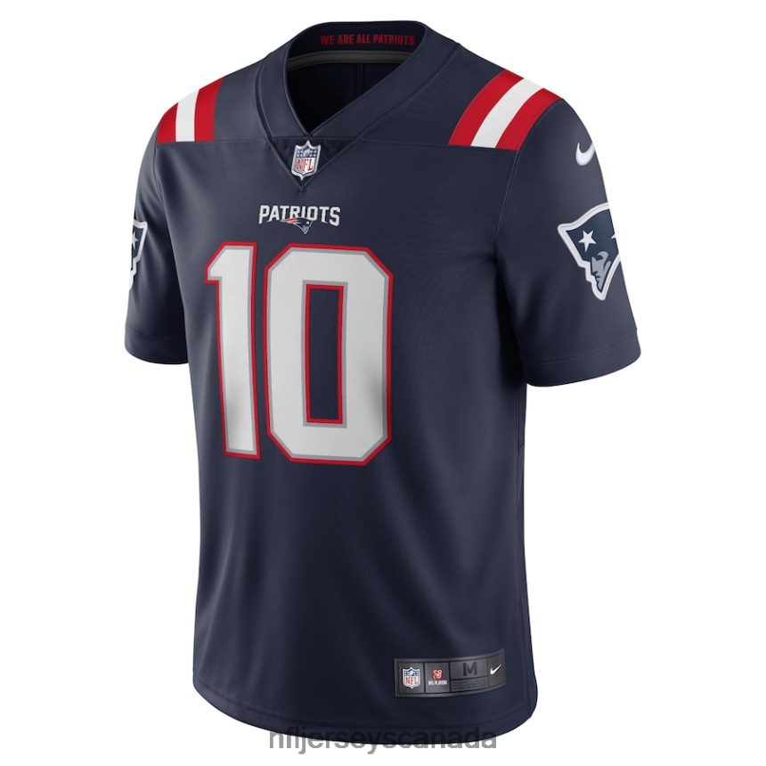Men New England Patriots Mac Jones Nike Navy Vapor Limited Jersey Clothing NFL TBXFR61179
