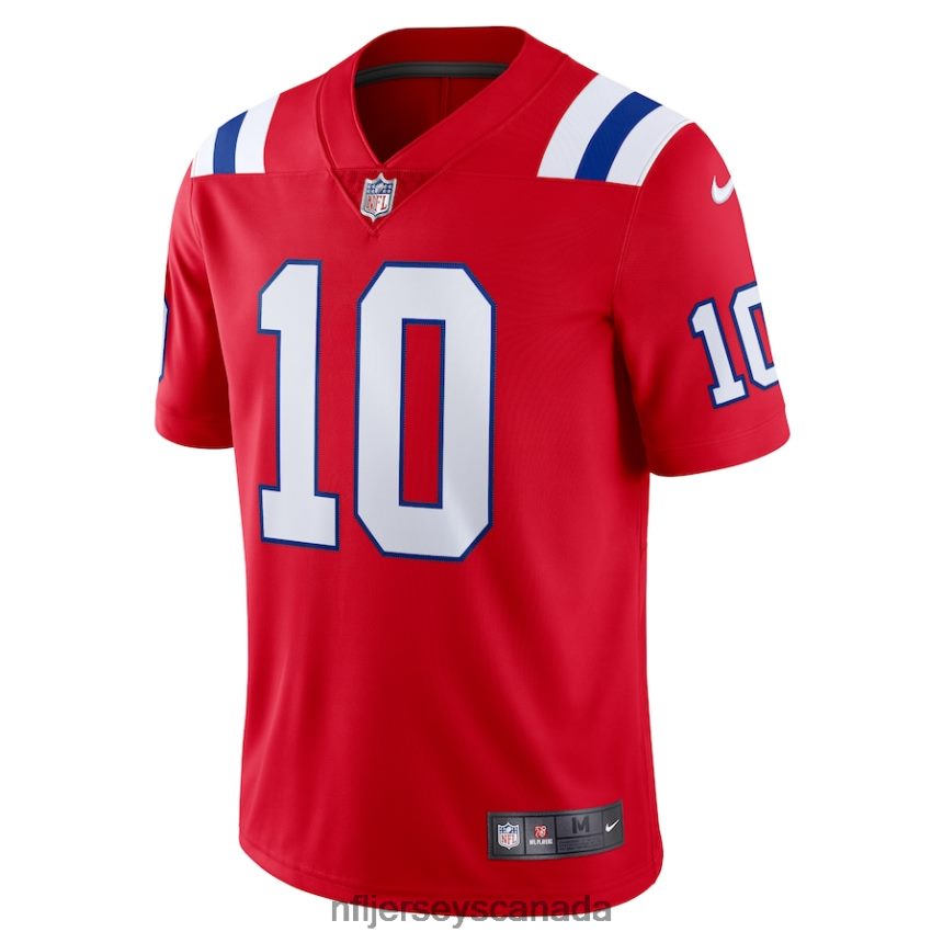 Men New England Patriots Mac Jones Nike Red Vapor Limited Jersey Clothing NFL TBXFR62346