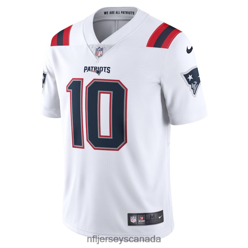 Men New England Patriots Mac Jones Nike White Vapor Limited Jersey Clothing NFL TBXFR62058