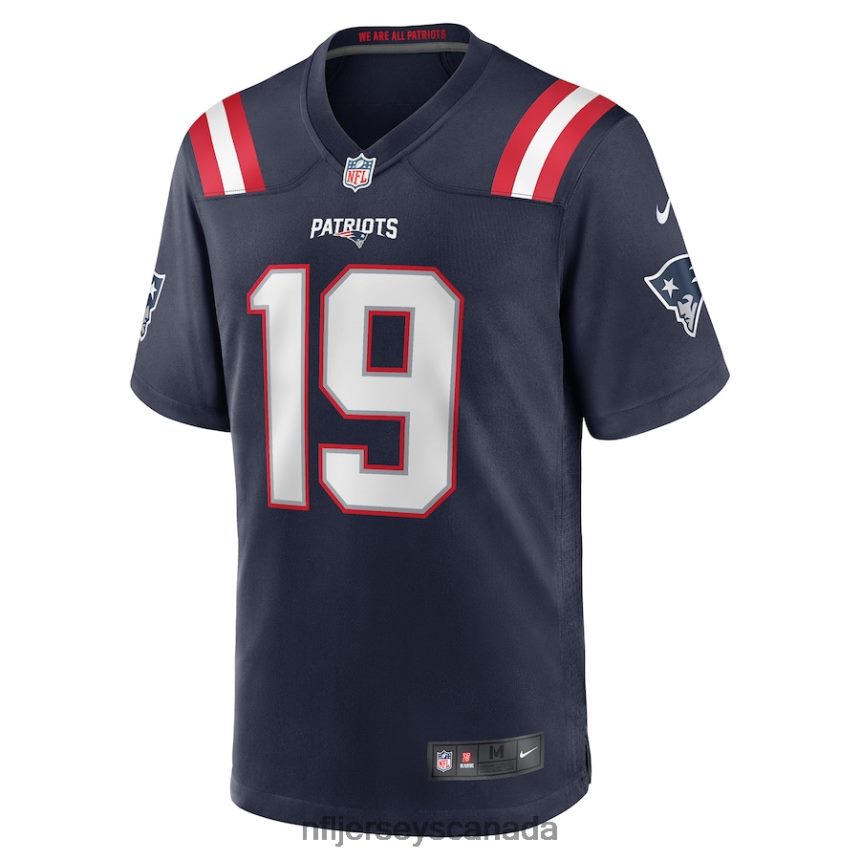 Men New England Patriots Malcolm Perry Nike Navy Game Player Jersey Clothing NFL TBXFR66133