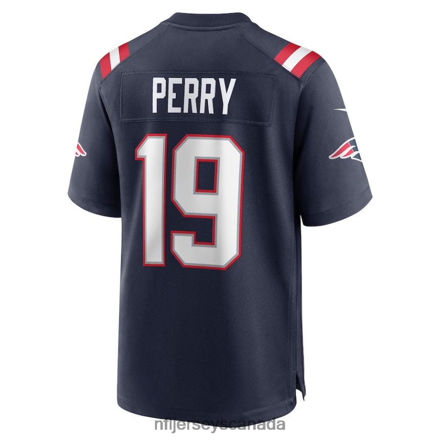 Men New England Patriots Malcolm Perry Nike Navy Game Player Jersey Clothing NFL TBXFR66133