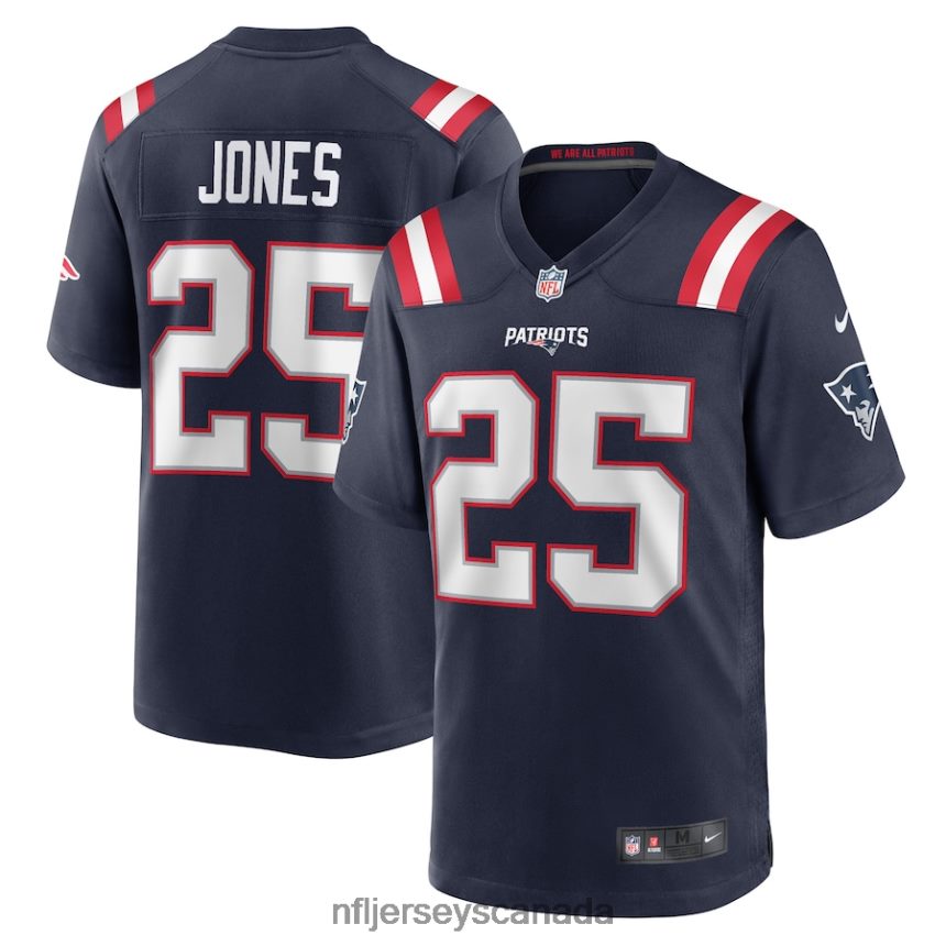 Men New England Patriots Marcus Jones Nike Navy Game Player Jersey Clothing NFL TBXFR6943
