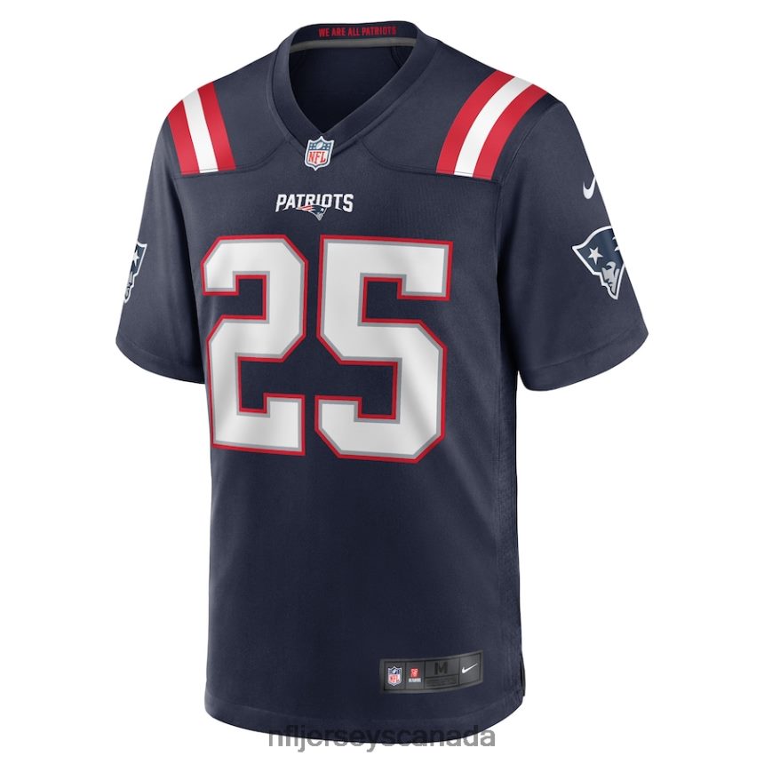 Men New England Patriots Marcus Jones Nike Navy Game Player Jersey Clothing NFL TBXFR6943