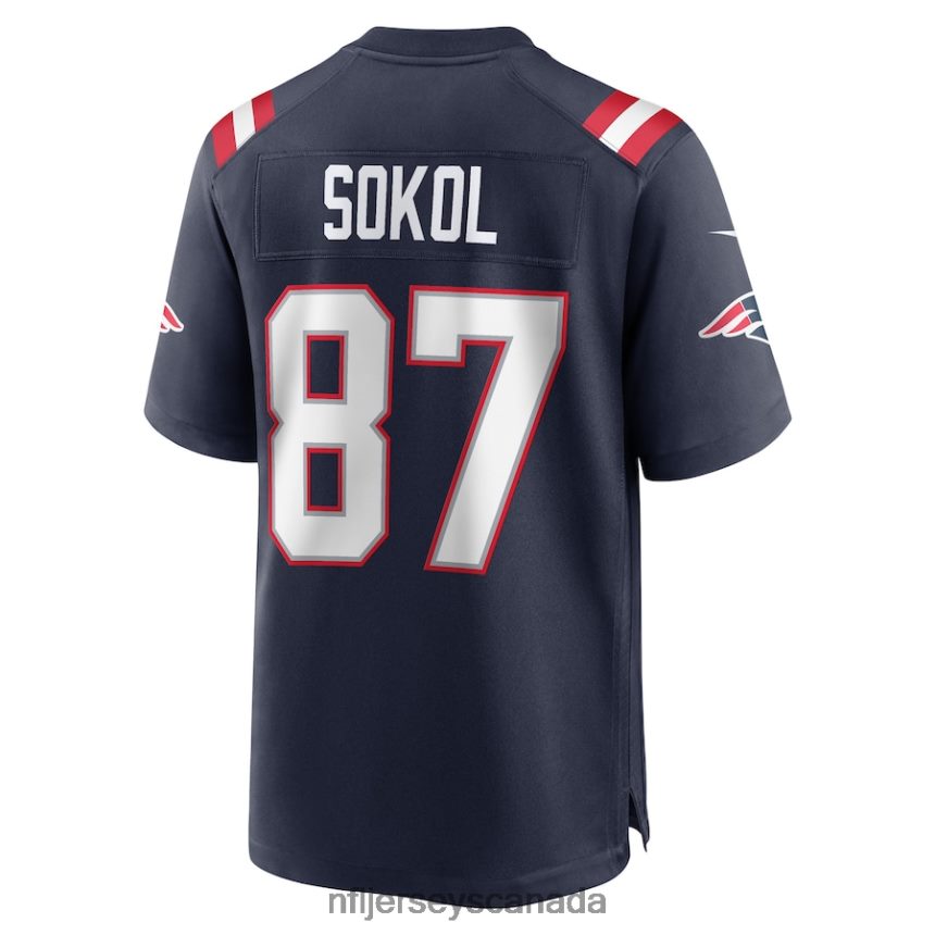 Men New England Patriots Matt Sokol Nike Navy Game Player Jersey Clothing NFL TBXFR66380