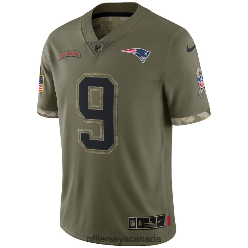 Men New England Patriots Nike Olive 2022 Salute To Service Limited Jersey Clothing NFL TBXFR61750