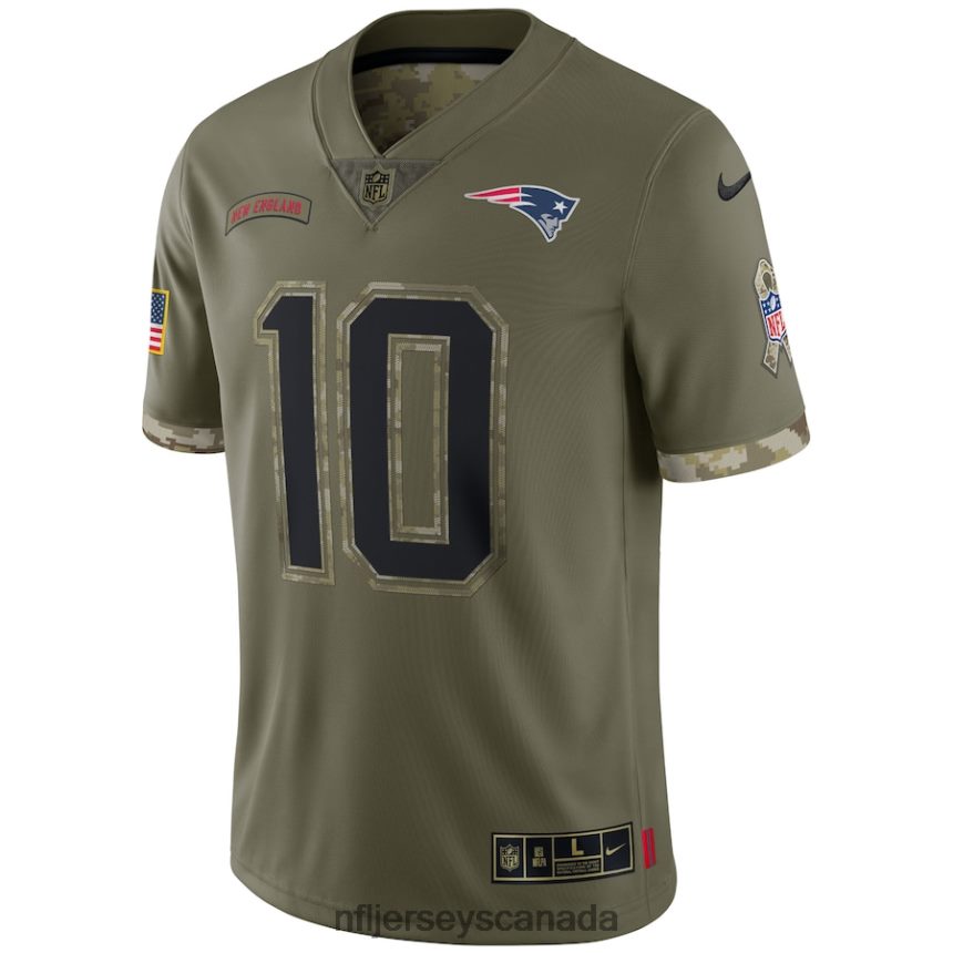 Men New England Patriots Nike Olive 2022 Salute To Service Limited Jersey Clothing NFL TBXFR63039