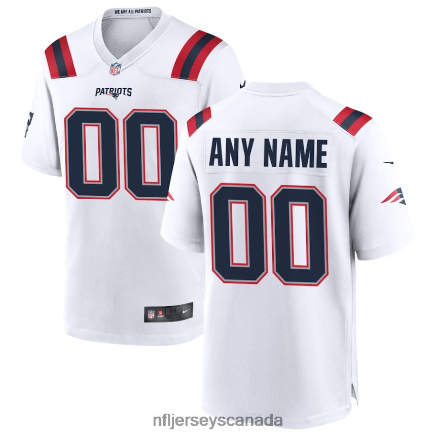 Men New England Patriots Nike White Custom Game Jersey Clothing NFL TBXFR6545