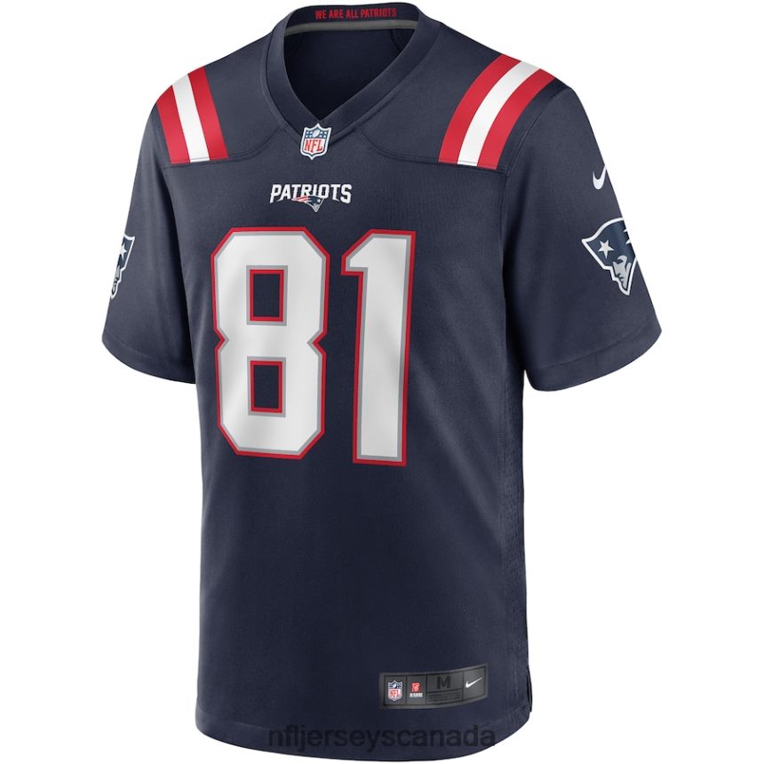 Men New England Patriots Randy Moss Nike Navy Game Retired Player Jersey Clothing NFL TBXFR6364