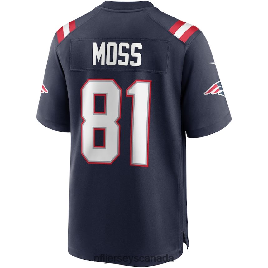 Men New England Patriots Randy Moss Nike Navy Game Retired Player Jersey Clothing NFL TBXFR6364