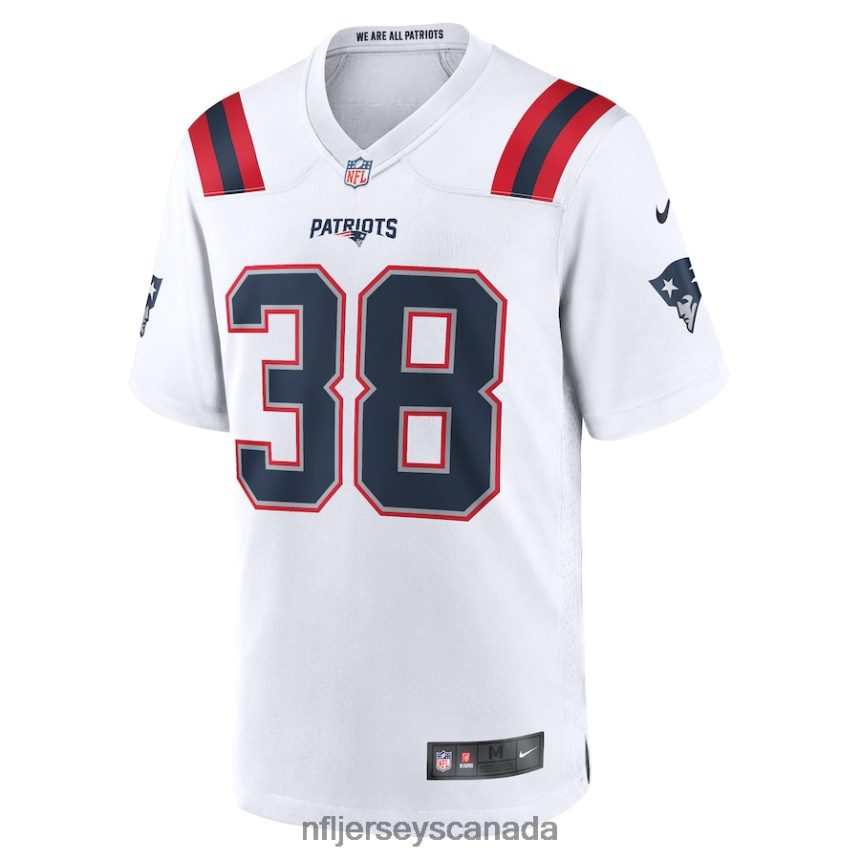 Men New England Patriots Rhamondre Stevenson Nike White Game Player Jersey Clothing NFL TBXFR61961