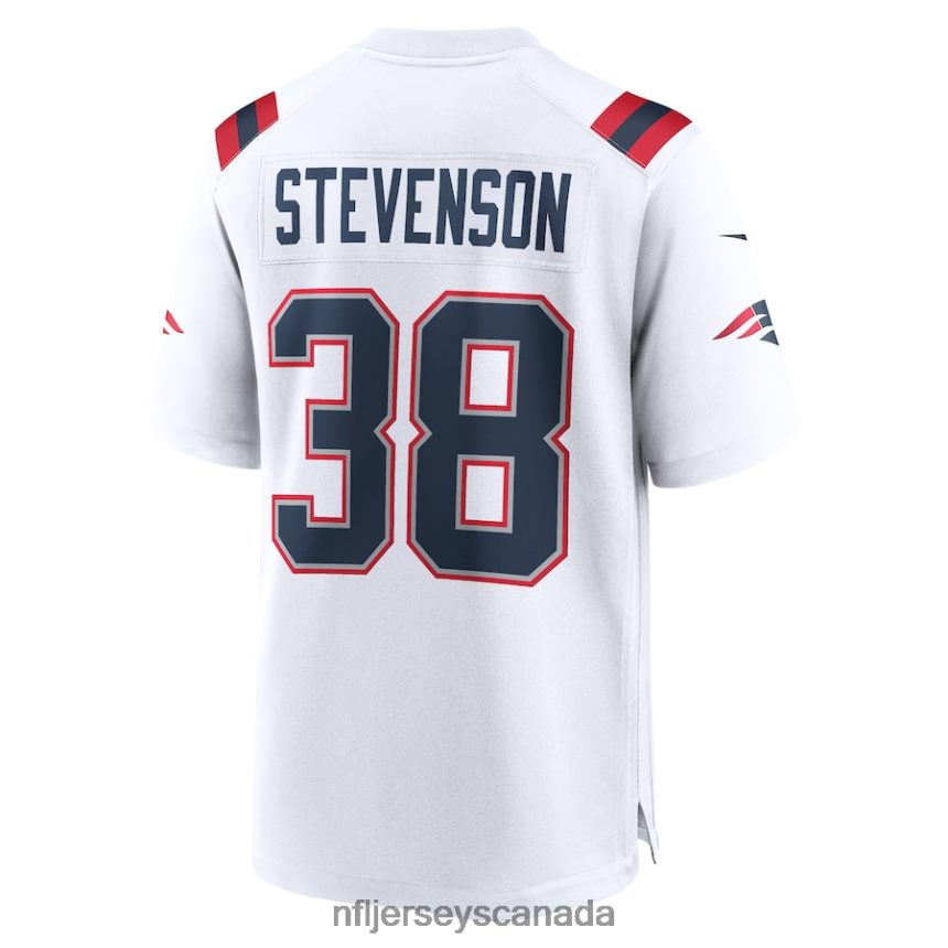 Men New England Patriots Rhamondre Stevenson Nike White Game Player Jersey Clothing NFL TBXFR61961