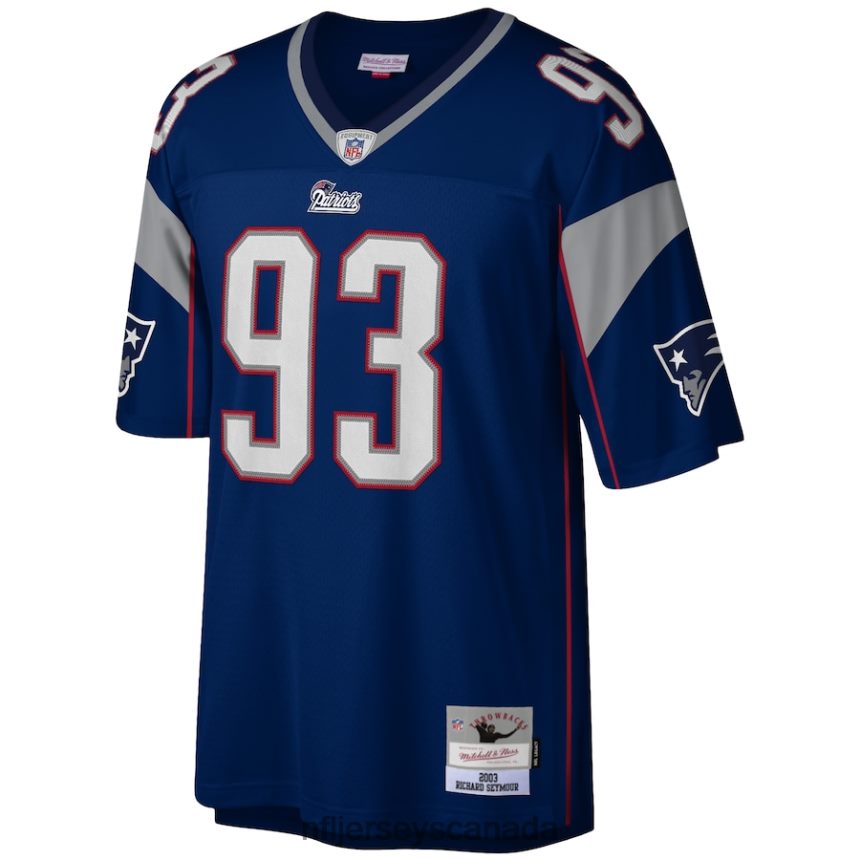 Men New England Patriots Richard Seymour Mitchell  Ness Navy 2003 Legacy Replica Jersey Clothing NFL TBXFR61847