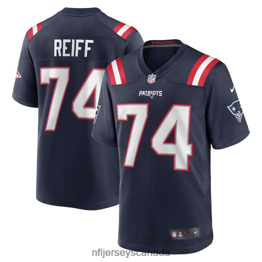 Men New England Patriots Riley Reiff Nike Navy Game Jersey Clothing NFL TBXFR64915