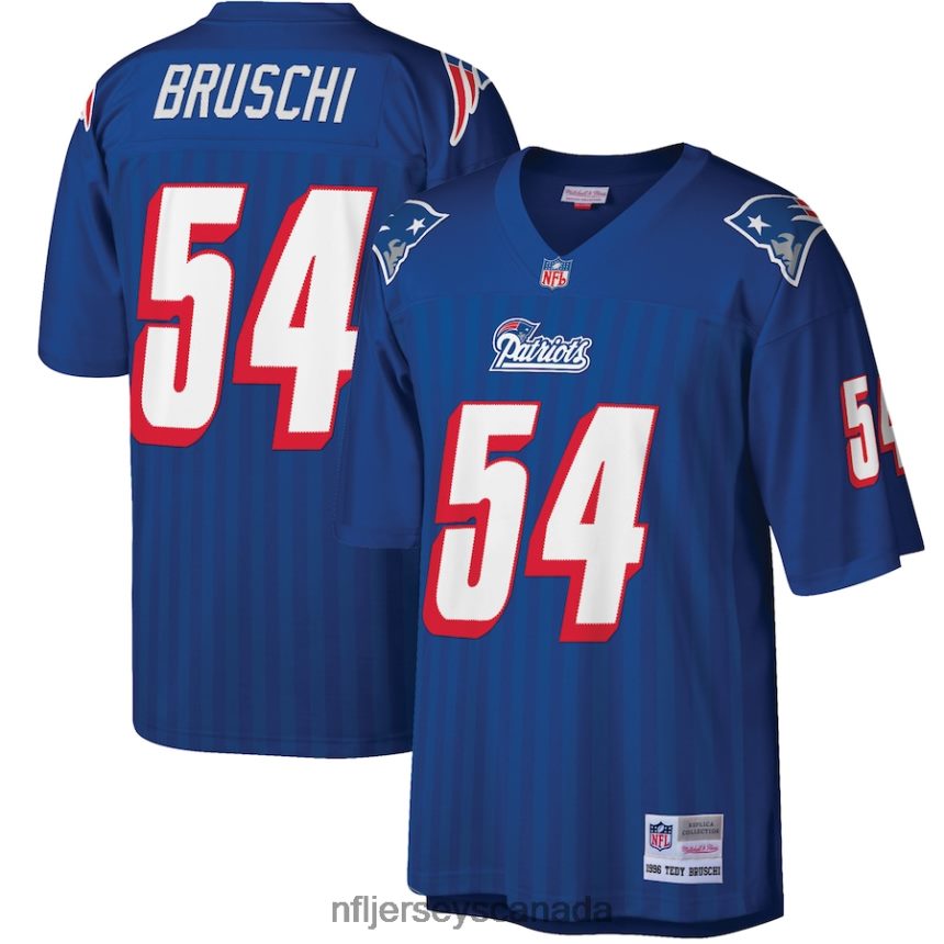 Men New England Patriots Tedy Bruschi Mitchell  Ness Royal Big  Tall 1996 Retired Player Replica Jersey Clothing NFL TBXFR61934