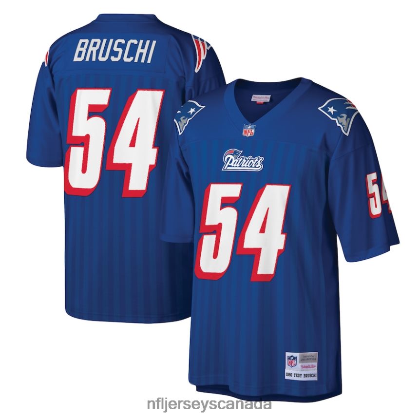 Men New England Patriots Tedy Bruschi Mitchell  Ness Royal Legacy Replica Jersey Clothing NFL TBXFR6498