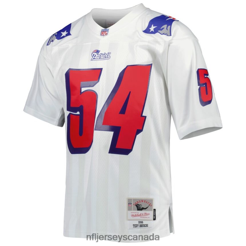 Men New England Patriots Tedy Bruschi Mitchell  Ness White 1996 Legacy Replica Jersey Clothing NFL TBXFR61481