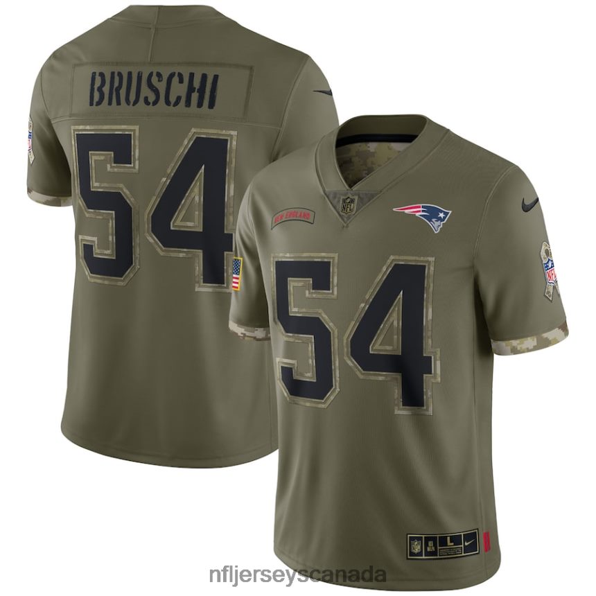 Men New England Patriots Tedy Bruschi Nike Olive 2022 Salute To Service Retired Player Limited Jersey Clothing NFL TBXFR61775