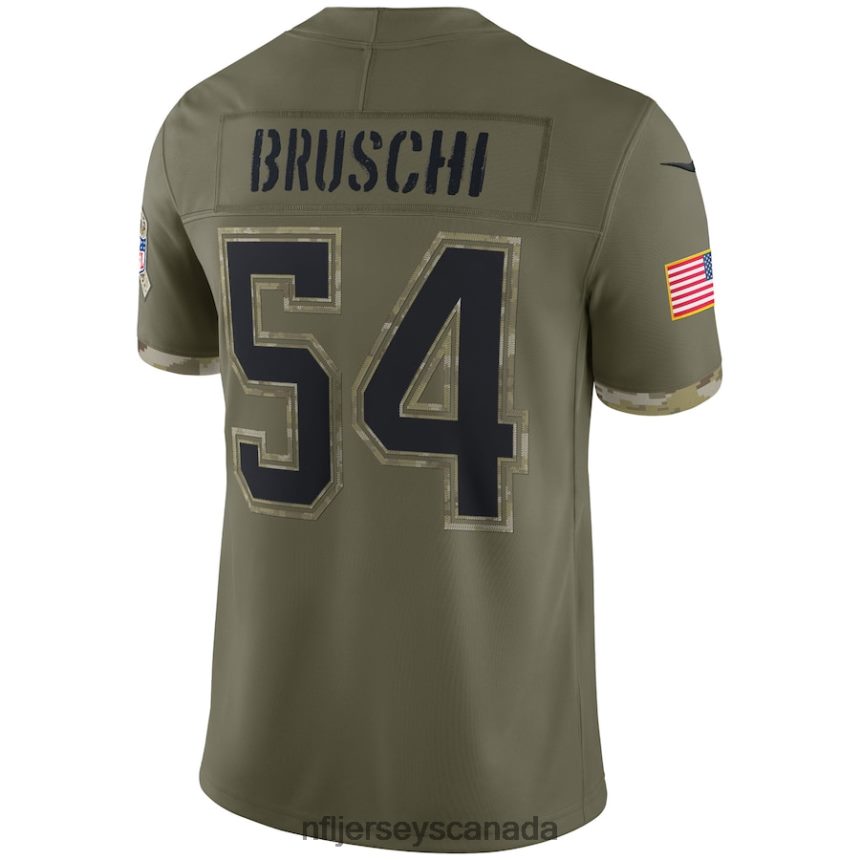 Men New England Patriots Tedy Bruschi Nike Olive 2022 Salute To Service Retired Player Limited Jersey Clothing NFL TBXFR61775