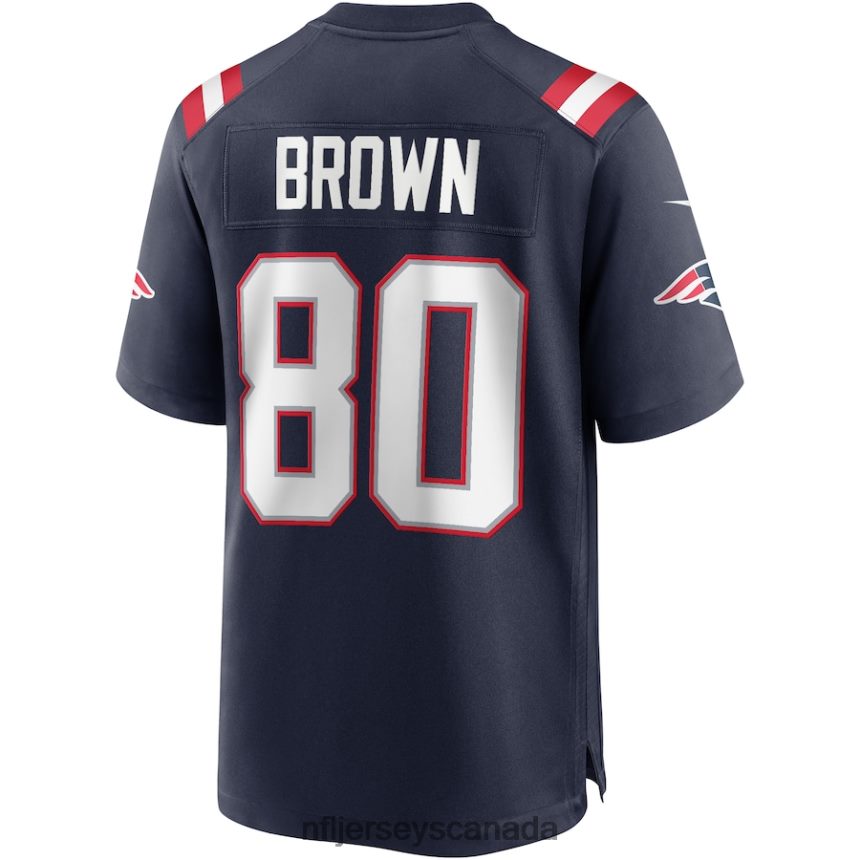 Men New England Patriots Troy Brown Nike Navy Game Retired Player Jersey Clothing NFL TBXFR65872