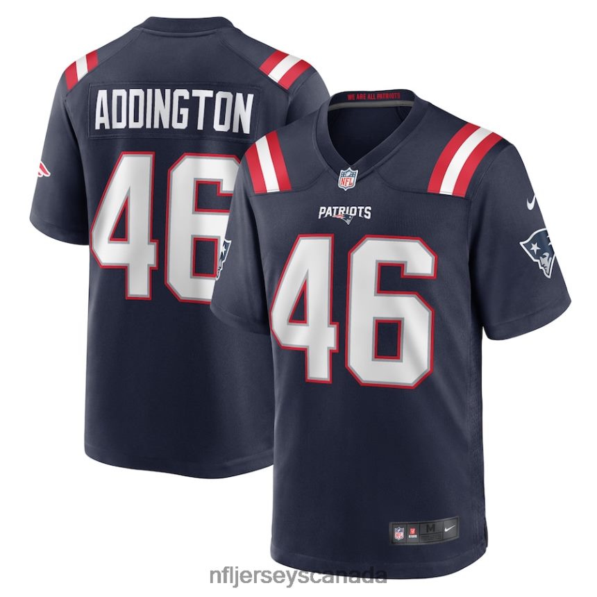 Men New England Patriots Tucker Addington Nike Navy Home Game Player Jersey Clothing NFL TBXFR64436