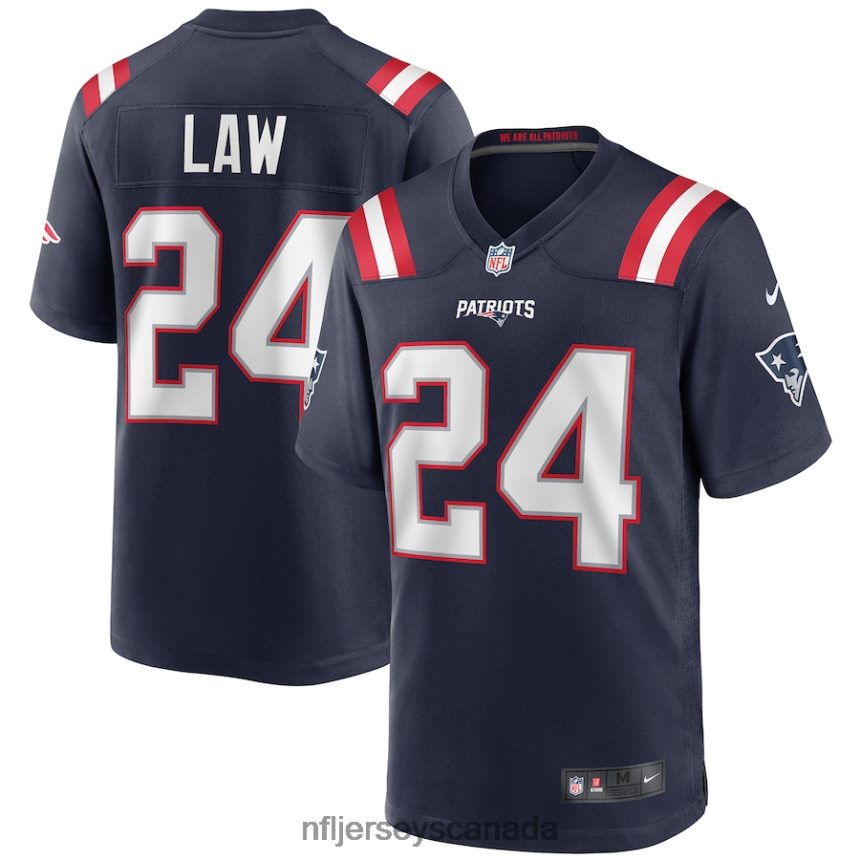 Men New England Patriots Ty Law Nike Navy Game Retired Player Jersey Clothing NFL TBXFR61263