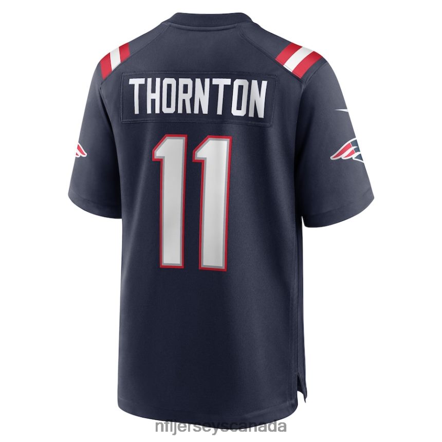 Men New England Patriots Tyquan Thornton Nike Navy Game Player Jersey Clothing NFL TBXFR62956