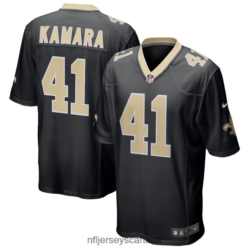 Men New Orleans Saints Alvin Kamara Nike Black Game Jersey Clothing NFL TBXFR6425