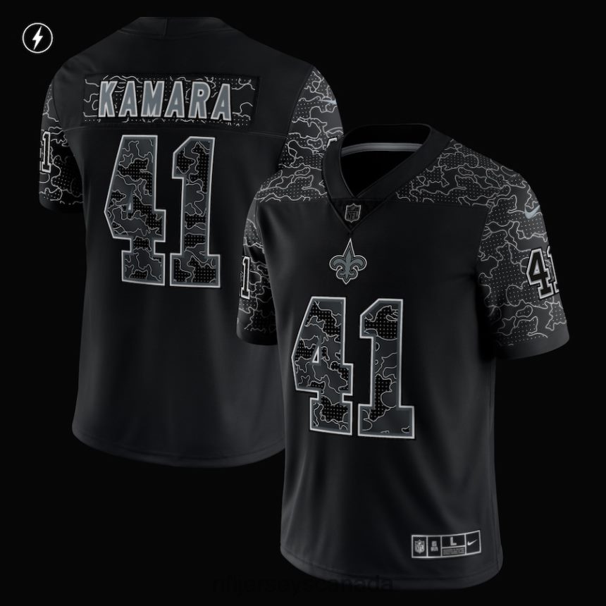 Men New Orleans Saints Alvin Kamara Nike Black RFLCTV Limited Jersey Clothing NFL TBXFR63747