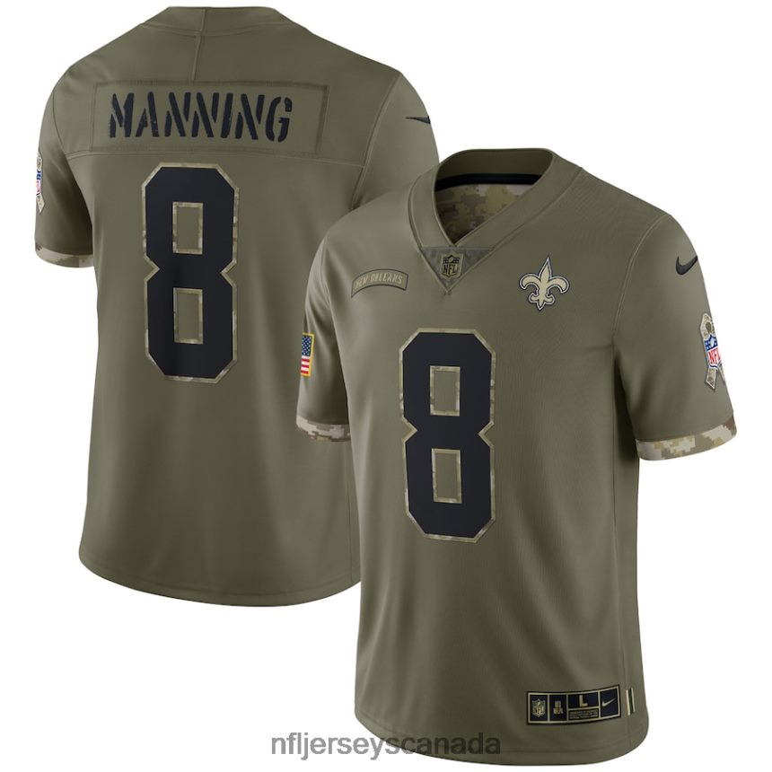 Men New Orleans Saints Archie Manning Nike Olive 2022 Salute To Service Retired Player Limited Jersey Clothing NFL TBXFR62905