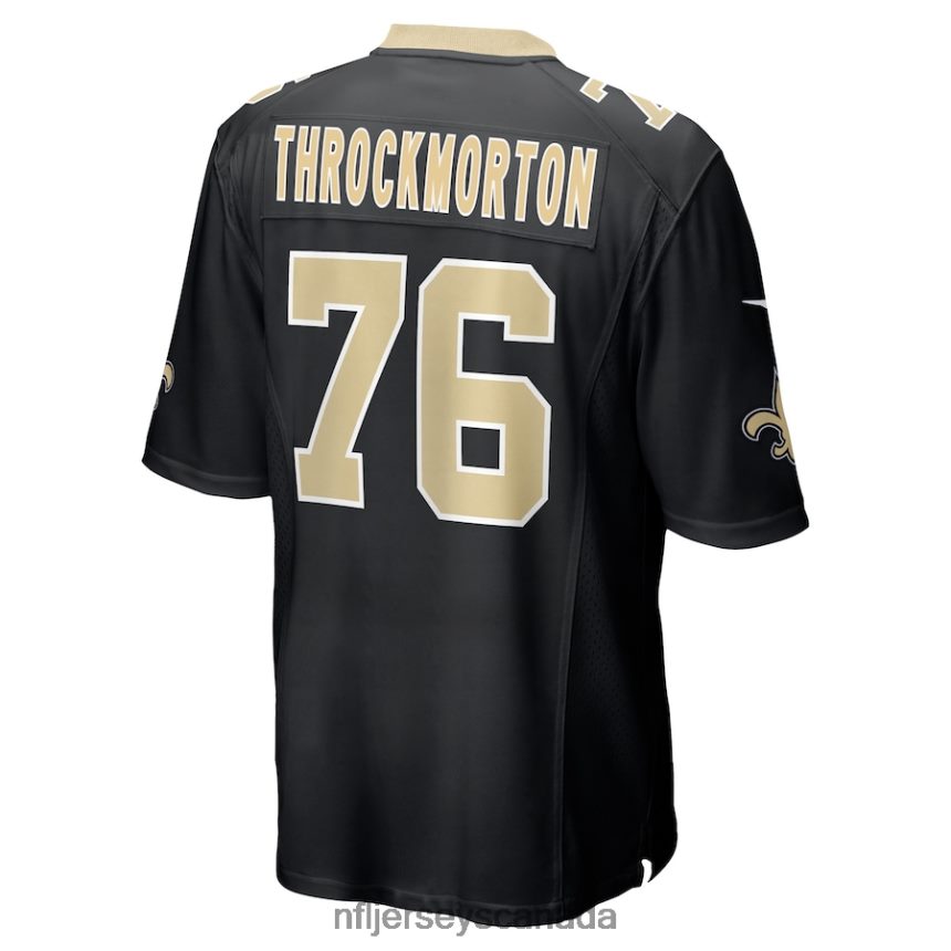 Men New Orleans Saints Calvin Throckmorton Nike Black Game Player Jersey Clothing NFL TBXFR63572