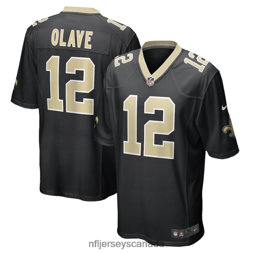 Men New Orleans Saints Chris Olave Nike Black Player Game Jersey Clothing NFL TBXFR6199