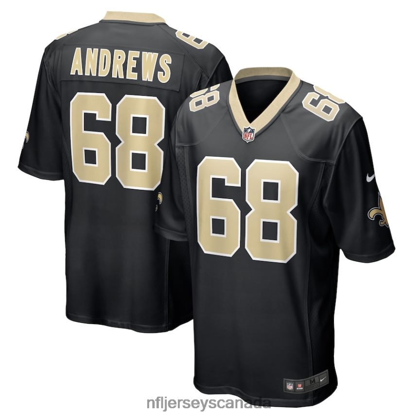 Men New Orleans Saints Josh Andrews Nike Black Game Player Jersey Clothing NFL TBXFR64365