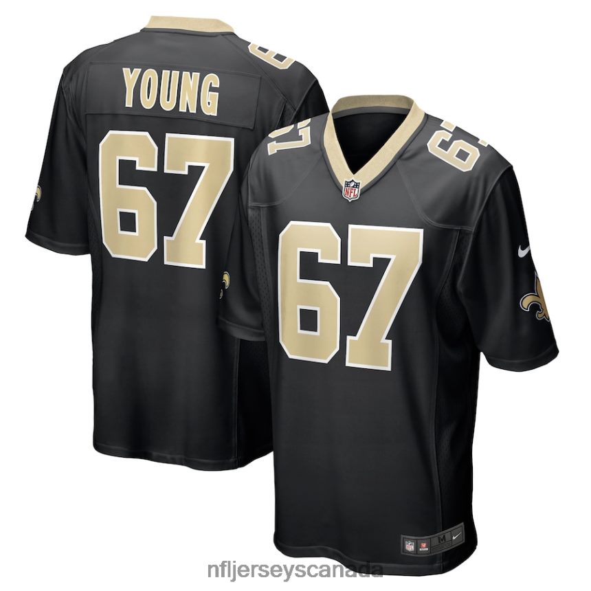 Men New Orleans Saints Landon Young Nike Black Game Jersey Clothing NFL TBXFR64332