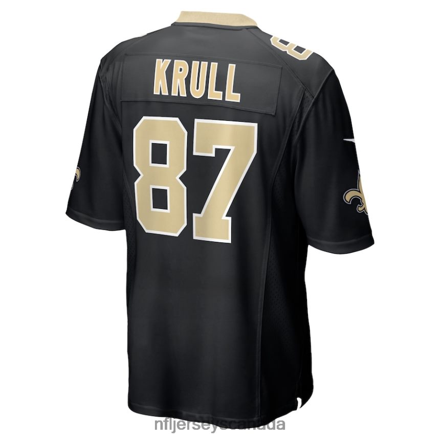 Men New Orleans Saints Lucas Krull Nike Black Game Player Jersey Clothing NFL TBXFR66212