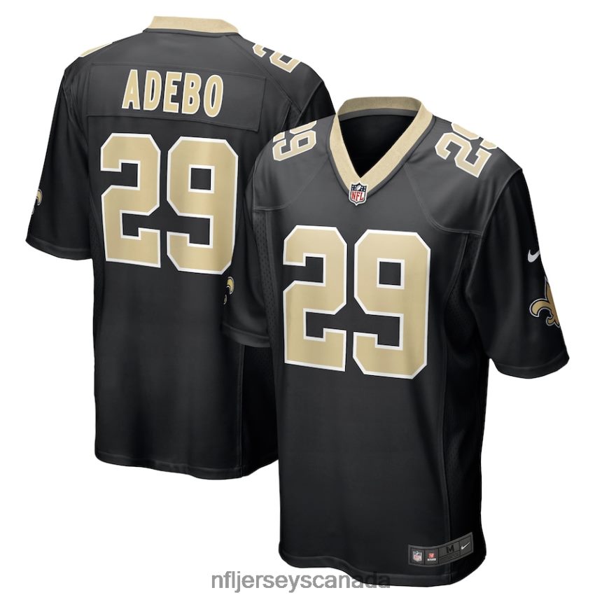 Men New Orleans Saints Paulson Adebo Nike Black Game Jersey Clothing NFL TBXFR66302