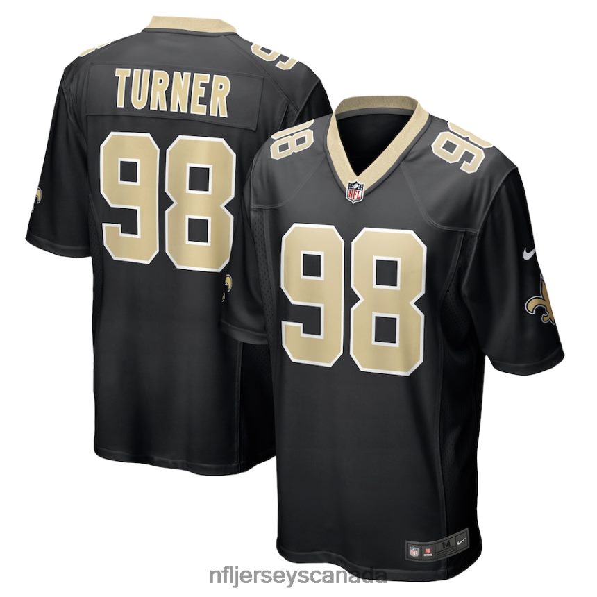Men New Orleans Saints Payton Turner Nike Black Game Jersey Clothing NFL TBXFR66555
