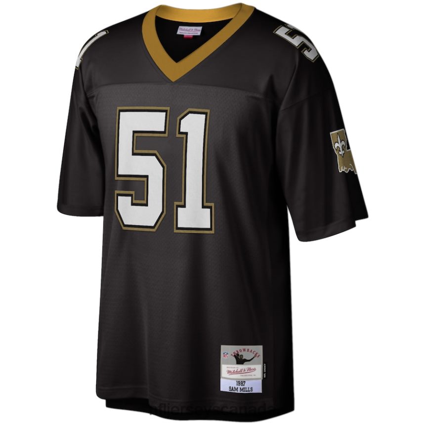 Men New Orleans Saints Sam Mills Mitchell  Ness Black 1987 Legacy Replica Jersey Clothing NFL TBXFR61659