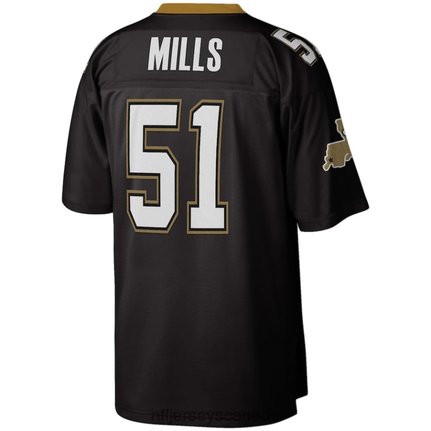 Men New Orleans Saints Sam Mills Mitchell  Ness Black 1987 Legacy Replica Jersey Clothing NFL TBXFR61659
