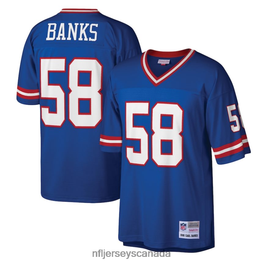 Men New York Giants Carl Banks Mitchell  Ness Royal Legacy Replica Jersey Clothing NFL TBXFR63439
