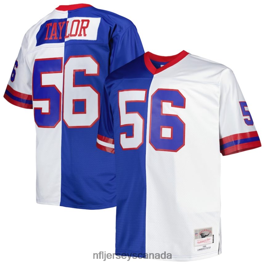 Men New York Giants Lawrence Taylor Mitchell  Ness Royal/White Big  Tall Split Legacy Retired Player Replica Jersey Clothing NFL TBXFR62518
