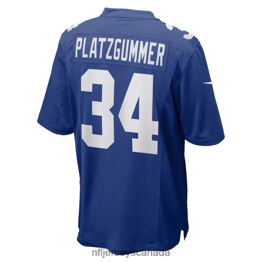 Men New York Giants Sandro Platzgummer Nike Royal Game Player Jersey Clothing NFL TBXFR66282