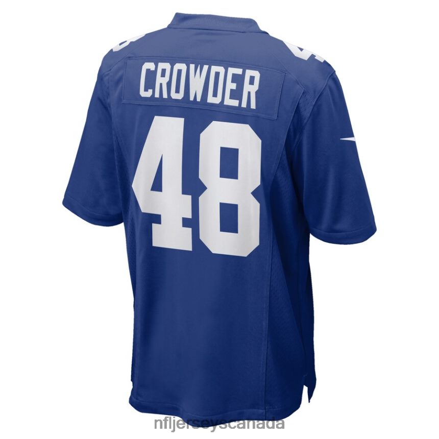 Men New York Giants Tae Crowder Nike Royal Team Game Jersey Clothing NFL TBXFR67061
